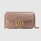 Gucci Gg Marmont Leather Super Mini Bag  Dusty Pink Chevron Leather